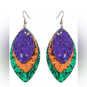 💛💜💚Mardi Gras Earrings, Green, Gold, Purple Earrings, New Orleans Earrings
